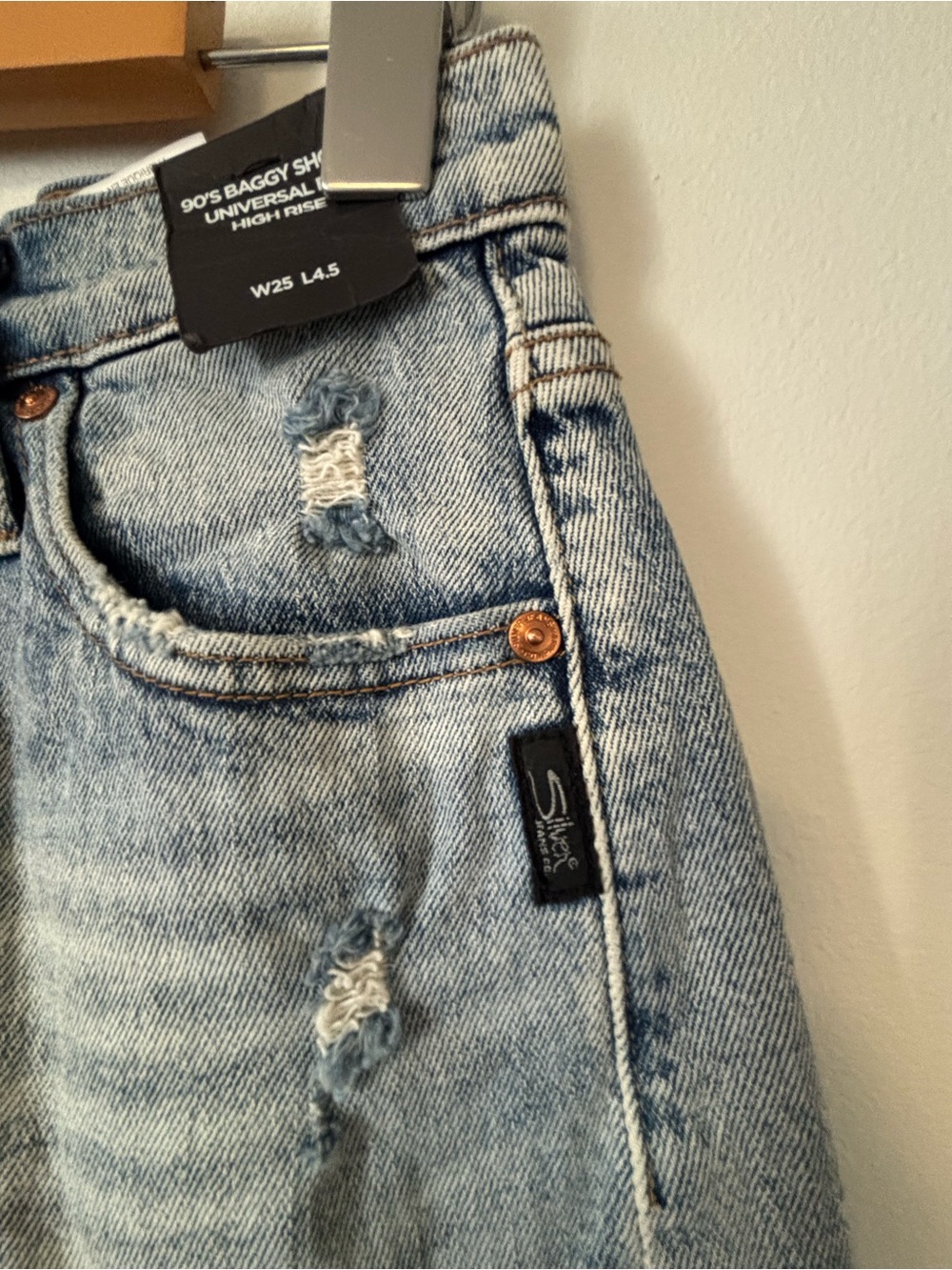Silver Jeans 90'S BAGGY LIGHT INDIGO DENIM SHORT - New - Size 25 - Picture 7 of 12